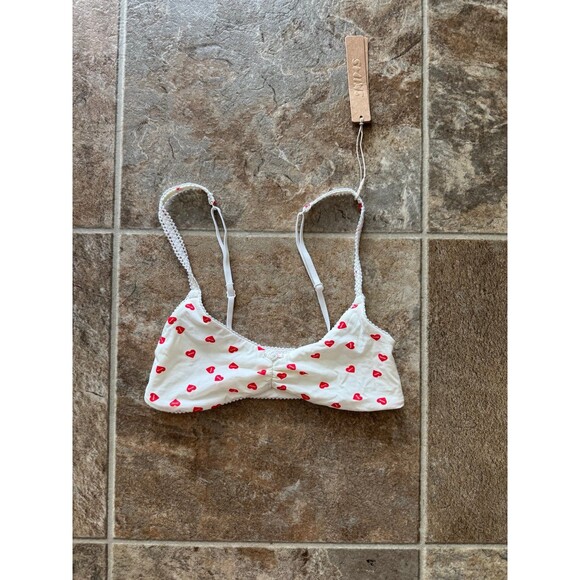Skims Fits Everybody Picot Skimpy Scoop Bralette Ruby Heart Print Size XXS - Picture 3 of 10